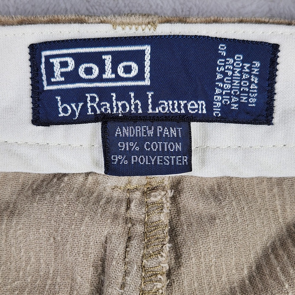 Polo Ralph Lauren Corduroy Pants Mens 38x32 Beige Andrew Pleated Classic Fit - Picture 8 of 13